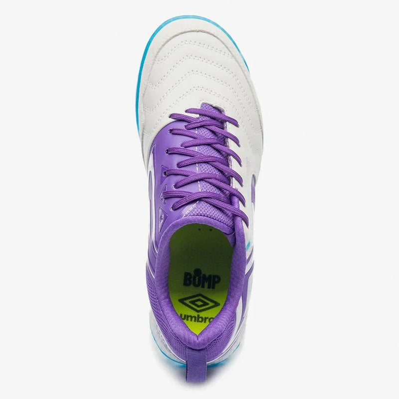 Chuteira Futsal Umbro Pro 5 Bump Unissex - Branco+Roxo
