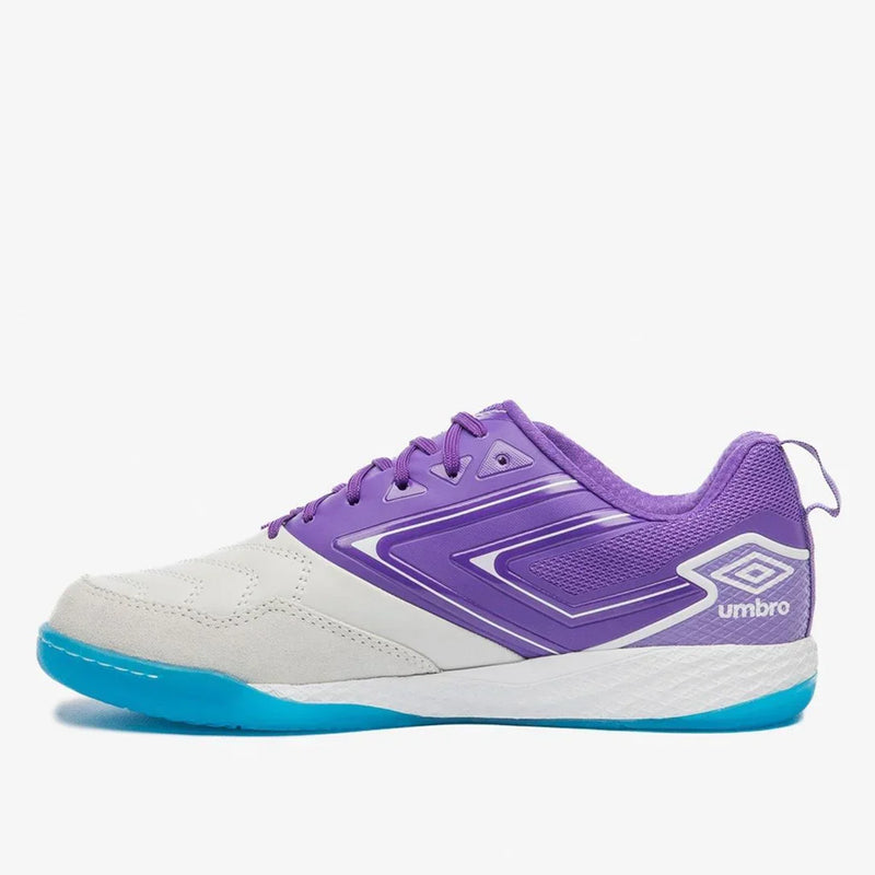 Chuteira Futsal Umbro Pro 5 Bump Unissex - Branco+Roxo