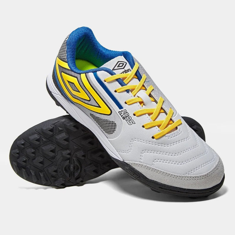 Chuteira Society Umbro Pro 5 Bump Club Unissex - Branco+Amarelo