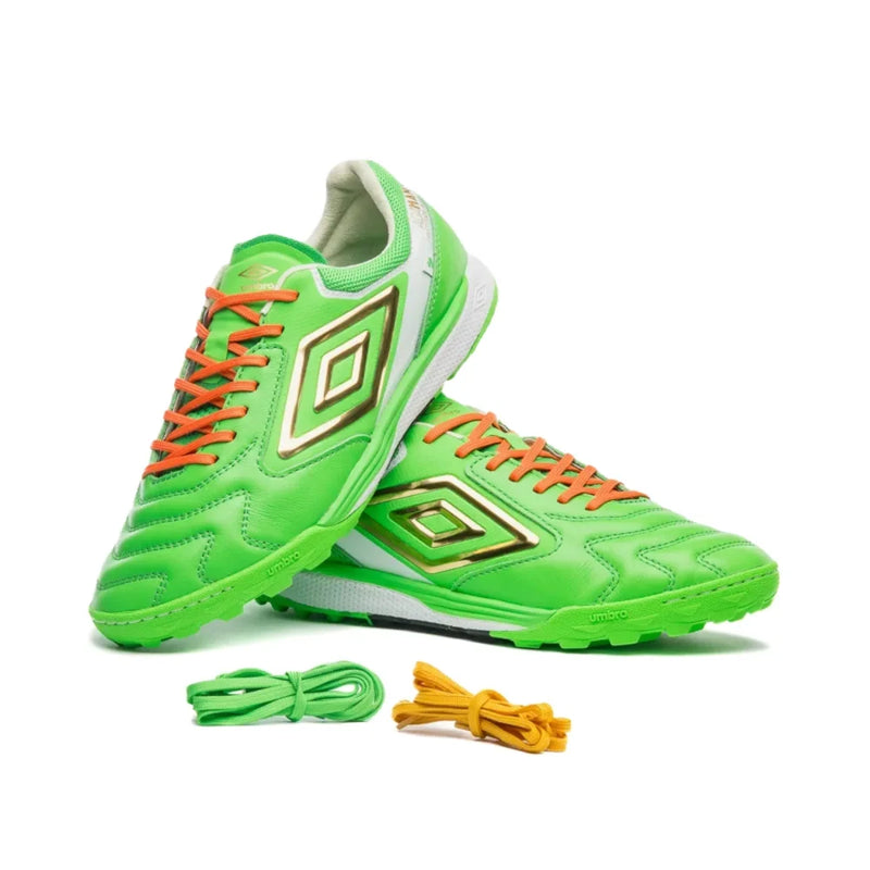 Chuteira Umbro Ada Master Class Pro Bump Stp Society - Verde/Dourado