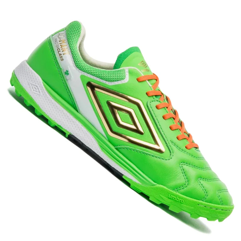 Chuteira Umbro Ada Master Class Pro Bump Stp Society - Verde/Dourado